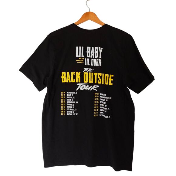 LIL BABY and LIL DURK 2021 The Back Outside Tour T-Shirt Tee Black XL Double Sid - Picture 5 of 8